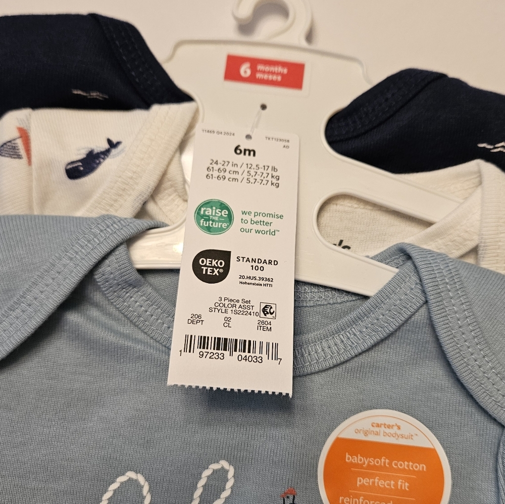 Carter's Baby Bodysuit Set - Light Blue and Navy